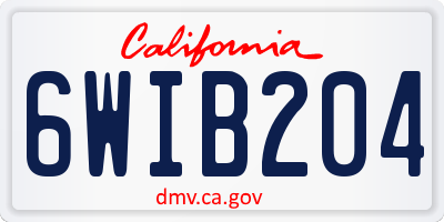 CA license plate 6WIB204