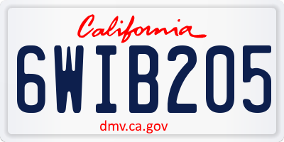 CA license plate 6WIB205