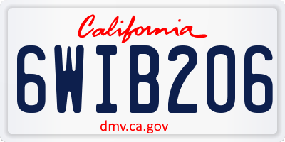 CA license plate 6WIB206