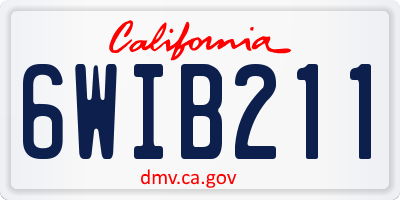 CA license plate 6WIB211