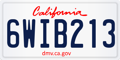 CA license plate 6WIB213