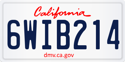 CA license plate 6WIB214