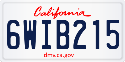 CA license plate 6WIB215