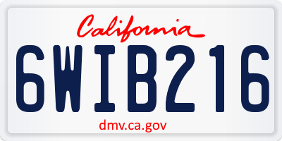 CA license plate 6WIB216