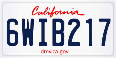 CA license plate 6WIB217