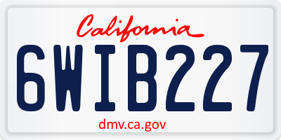 CA license plate 6WIB227