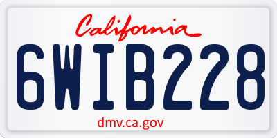 CA license plate 6WIB228