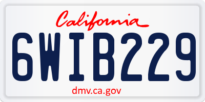 CA license plate 6WIB229
