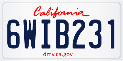 CA license plate 6WIB231
