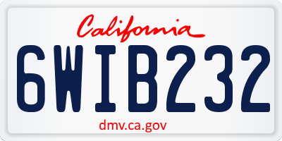 CA license plate 6WIB232