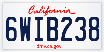 CA license plate 6WIB238