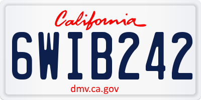 CA license plate 6WIB242