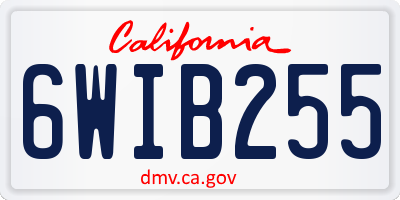 CA license plate 6WIB255