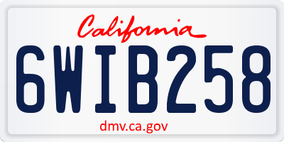CA license plate 6WIB258