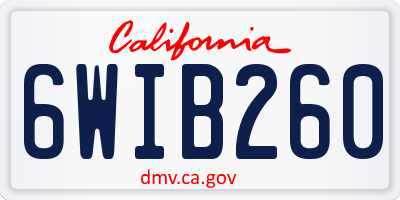 CA license plate 6WIB260