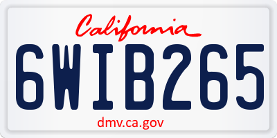 CA license plate 6WIB265