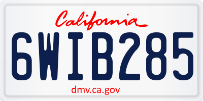 CA license plate 6WIB285