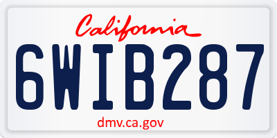 CA license plate 6WIB287