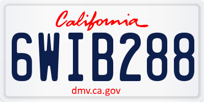 CA license plate 6WIB288