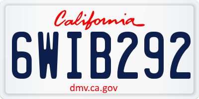 CA license plate 6WIB292