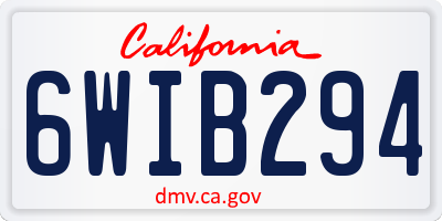 CA license plate 6WIB294