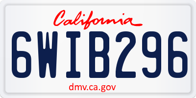 CA license plate 6WIB296