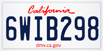 CA license plate 6WIB298