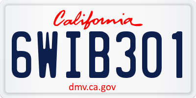 CA license plate 6WIB301