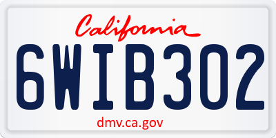 CA license plate 6WIB302