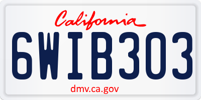 CA license plate 6WIB303