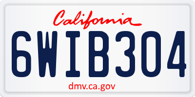 CA license plate 6WIB304