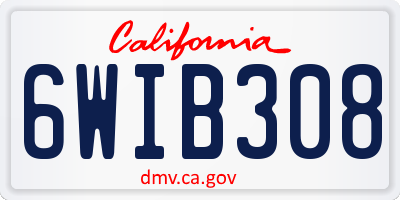 CA license plate 6WIB308