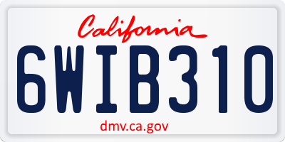 CA license plate 6WIB310