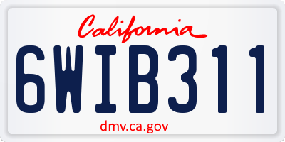 CA license plate 6WIB311