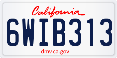 CA license plate 6WIB313