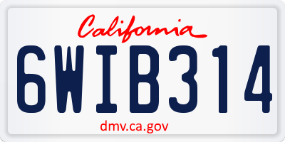 CA license plate 6WIB314