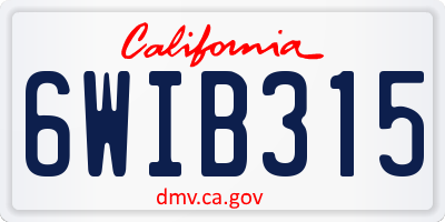 CA license plate 6WIB315