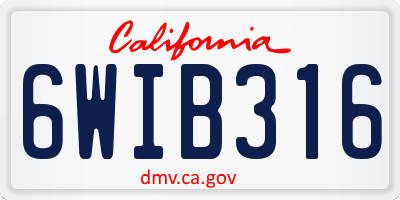 CA license plate 6WIB316