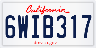 CA license plate 6WIB317