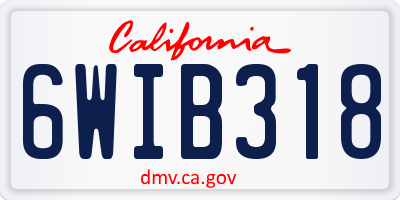 CA license plate 6WIB318
