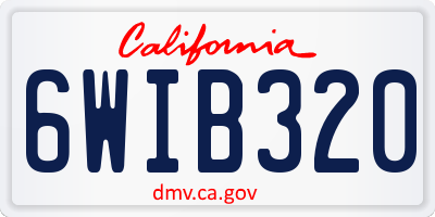 CA license plate 6WIB320