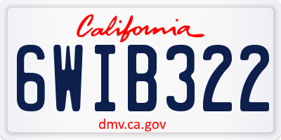 CA license plate 6WIB322