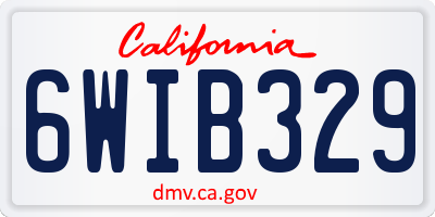 CA license plate 6WIB329