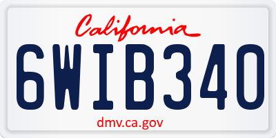 CA license plate 6WIB340