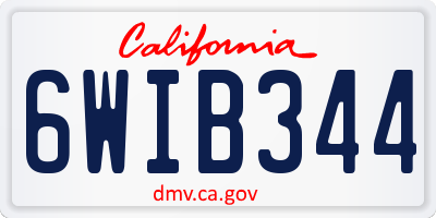CA license plate 6WIB344