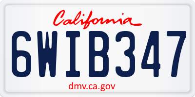 CA license plate 6WIB347