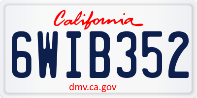 CA license plate 6WIB352