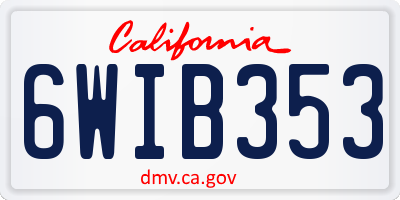 CA license plate 6WIB353