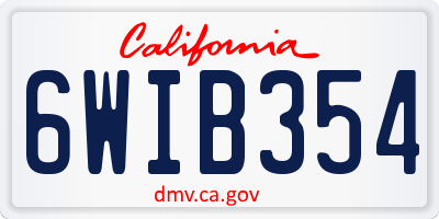 CA license plate 6WIB354