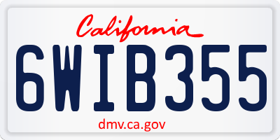 CA license plate 6WIB355
